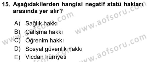Genel Vergi Hukuku Dersi 2022 - 2023 Yılı Yaz Okulu Sınav Soruları 15. Soru