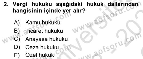 Genel Vergi Hukuku Dersi 2022 - 2023 Yılı Yaz Okulu Sınav Soruları 2. Soru