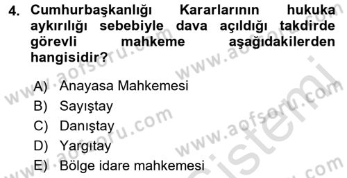 Genel Vergi Hukuku Dersi 2022 - 2023 Yılı Yaz Okulu Sınav Soruları 4. Soru