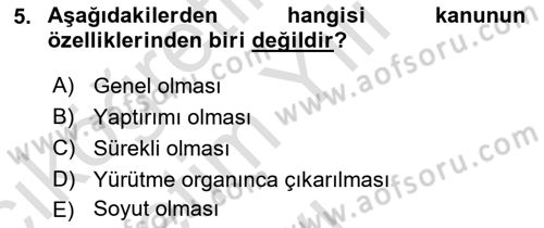 Genel Vergi Hukuku Dersi 2022 - 2023 Yılı Yaz Okulu Sınav Soruları 5. Soru