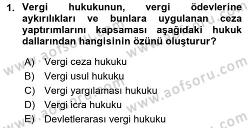 Genel Vergi Hukuku Dersi 2023 - 2024 Yılı (Vize) Ara Sınav Soruları 1. Soru