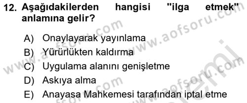 Genel Vergi Hukuku Dersi 2023 - 2024 Yılı (Vize) Ara Sınav Soruları 12. Soru