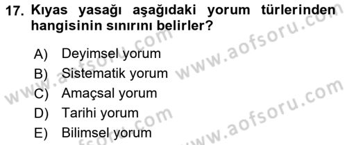 Genel Vergi Hukuku Dersi 2023 - 2024 Yılı (Vize) Ara Sınav Soruları 17. Soru