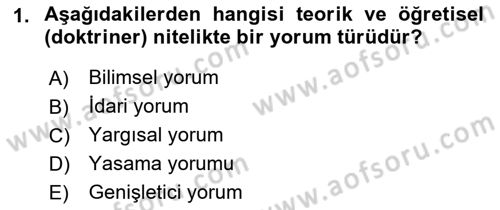 Genel Vergi Hukuku Dersi 2023 - 2024 Yılı (Final) Dönem Sonu Sınav Soruları 1. Soru