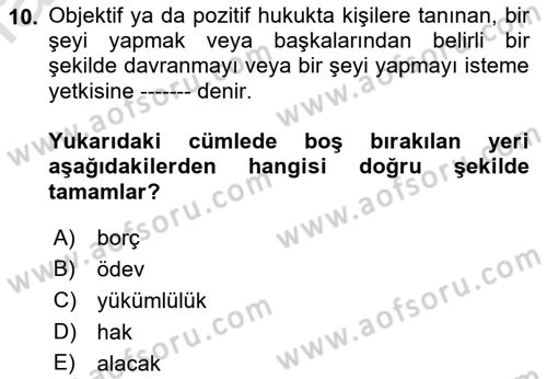 Genel Vergi Hukuku Dersi 2023 - 2024 Yılı (Final) Dönem Sonu Sınav Soruları 10. Soru