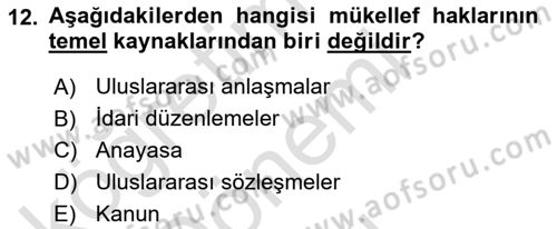 Genel Vergi Hukuku Dersi 2023 - 2024 Yılı (Final) Dönem Sonu Sınav Soruları 12. Soru