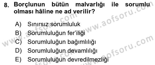 Genel Vergi Hukuku Dersi 2023 - 2024 Yılı (Final) Dönem Sonu Sınav Soruları 8. Soru