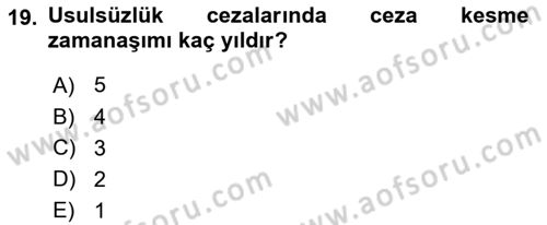 Genel Vergi Hukuku Dersi 2023 - 2024 Yılı Yaz Okulu Sınav Soruları 19. Soru