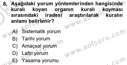 Genel Vergi Hukuku Dersi 2023 - 2024 Yılı Yaz Okulu Sınav Soruları 8. Soru