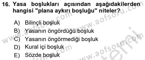 Genel Vergi Hukuku Dersi 2024 - 2025 Yılı (Vize) Ara Sınav Soruları 16. Soru