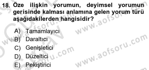 Genel Vergi Hukuku Dersi 2024 - 2025 Yılı (Vize) Ara Sınav Soruları 18. Soru