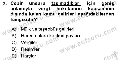 Genel Vergi Hukuku Dersi 2024 - 2025 Yılı (Vize) Ara Sınav Soruları 2. Soru