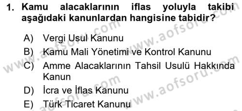Genel Vergi Hukuku Dersi 2025 - 2026 Yılı (Vize) Ara Sınav Soruları 1. Soru
