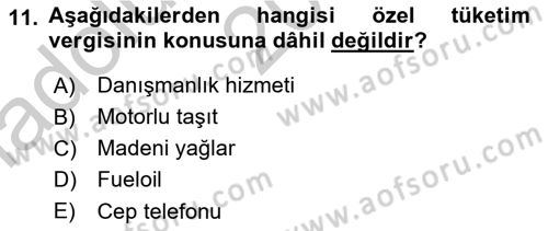 Uluslararası Ticarette Vergilendirme Dersi 2016 - 2017 Yılı (Vize) Ara Sınav Soruları 11. Soru