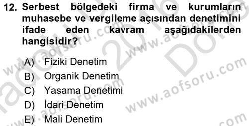 Uluslararası Ticarette Vergilendirme Dersi 2016 - 2017 Yılı (Final) Dönem Sonu Sınav Soruları 12. Soru