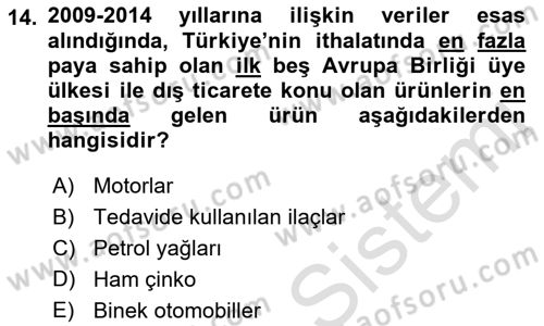 Uluslararası Ticarette Vergilendirme Dersi 2016 - 2017 Yılı (Final) Dönem Sonu Sınav Soruları 14. Soru