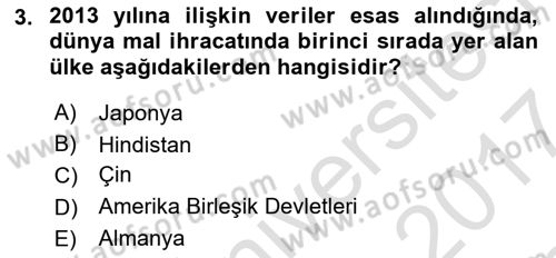 Uluslararası Ticarette Vergilendirme Dersi 2016 - 2017 Yılı (Final) Dönem Sonu Sınav Soruları 3. Soru