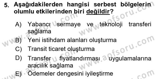 Uluslararası Ticarette Vergilendirme Dersi 2016 - 2017 Yılı (Final) Dönem Sonu Sınav Soruları 5. Soru