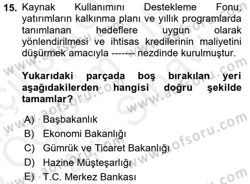 Uluslararası Ticarette Vergilendirme Dersi 2017 - 2018 Yılı (Vize) Ara Sınav Soruları 15. Soru