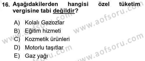 Uluslararası Ticarette Vergilendirme Dersi 2017 - 2018 Yılı (Vize) Ara Sınav Soruları 16. Soru