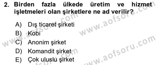 Uluslararası Ticarette Vergilendirme Dersi 2017 - 2018 Yılı (Vize) Ara Sınavı 2. Soru