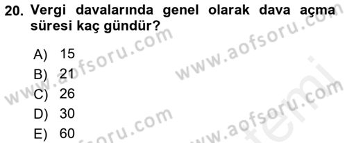 Uluslararası Ticarette Vergilendirme Dersi 2017 - 2018 Yılı (Final) Dönem Sonu Sınav Soruları 20. Soru
