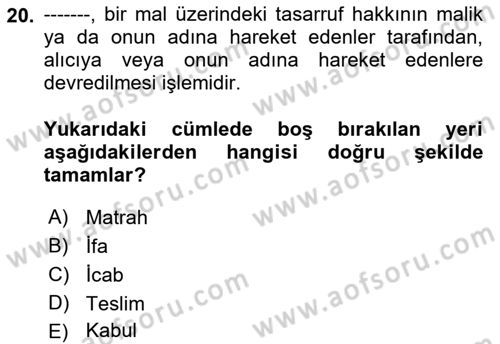 Uluslararası Ticarette Vergilendirme Dersi 2018 - 2019 Yılı (Vize) Ara Sınav Soruları 20. Soru