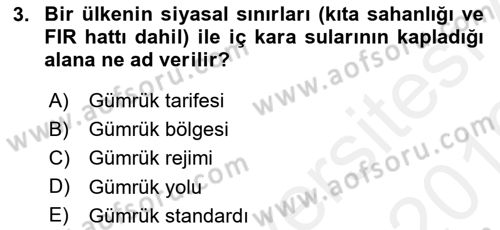 Uluslararası Ticarette Vergilendirme Dersi 2018 - 2019 Yılı (Vize) Ara Sınav Soruları 3. Soru