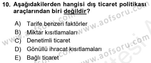 Uluslararası Ticarette Vergilendirme Dersi 2018 - 2019 Yılı (Final) Dönem Sonu Sınav Soruları 10. Soru