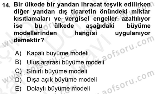 Uluslararası Ticarette Vergilendirme Dersi 2018 - 2019 Yılı (Final) Dönem Sonu Sınav Soruları 14. Soru