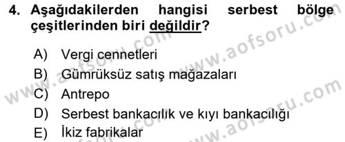 Uluslararası Ticarette Vergilendirme Dersi 2018 - 2019 Yılı (Final) Dönem Sonu Sınav Soruları 4. Soru