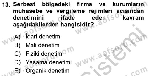 Uluslararası Ticarette Vergilendirme Dersi 2018 - 2019 Yılı Yaz Okulu Sınav Soruları 13. Soru