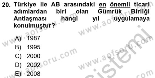 Uluslararası Ticarette Vergilendirme Dersi 2018 - 2019 Yılı Yaz Okulu Sınav Soruları 20. Soru