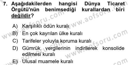 Uluslararası Ticarette Vergilendirme Dersi 2023 - 2024 Yılı (Vize) Ara Sınav Soruları 7. Soru
