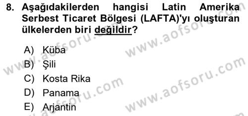Uluslararası Ticarette Vergilendirme Dersi 2023 - 2024 Yılı (Vize) Ara Sınav Soruları 8. Soru