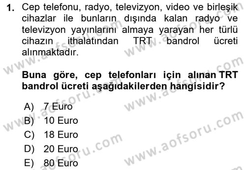 Uluslararası Ticarette Vergilendirme Dersi 2023 - 2024 Yılı (Final) Dönem Sonu Sınav Soruları 1. Soru