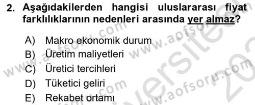 Uluslararası Ticarette Vergilendirme Dersi 2023 - 2024 Yılı (Final) Dönem Sonu Sınav Soruları 2. Soru