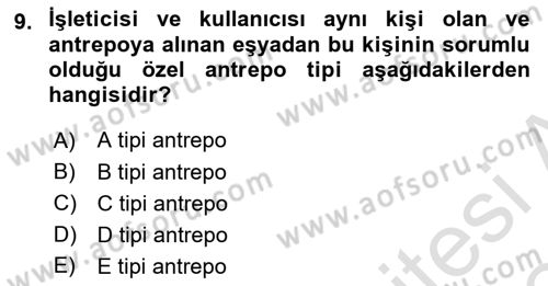 Uluslararası Ticarette Vergilendirme Dersi 2023 - 2024 Yılı (Final) Dönem Sonu Sınav Soruları 9. Soru