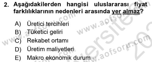 Uluslararası Ticarette Vergilendirme Dersi 2023 - 2024 Yılı Yaz Okulu Sınav Soruları 2. Soru