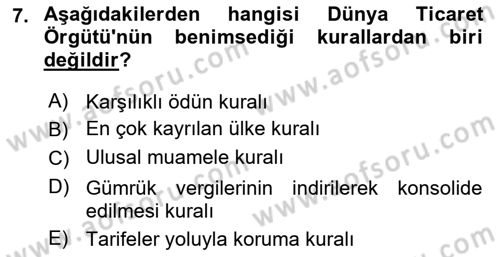 Uluslararası Ticarette Vergilendirme Dersi 2024 - 2025 Yılı (Vize) Ara Sınav Soruları 7. Soru