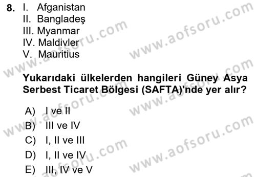 Uluslararası Ticarette Vergilendirme Dersi 2024 - 2025 Yılı (Vize) Ara Sınav Soruları 8. Soru