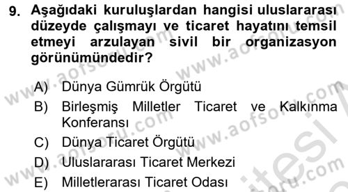 Uluslararası Ticarette Vergilendirme Dersi 2024 - 2025 Yılı (Vize) Ara Sınav Soruları 9. Soru