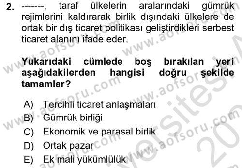 Uluslararası Ticarette Vergilendirme Dersi 2024 - 2025 Yılı (Final) Dönem Sonu Sınav Soruları 2. Soru