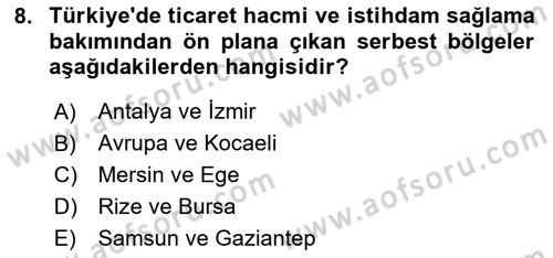 Uluslararası Ticarette Vergilendirme Dersi 2024 - 2025 Yılı (Final) Dönem Sonu Sınav Soruları 8. Soru