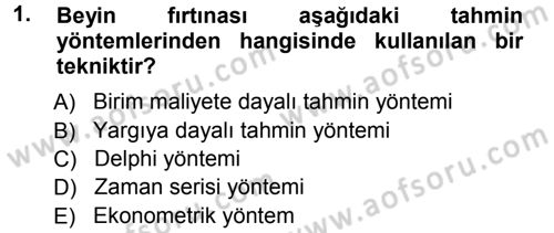 Devlet Bütçesi Dersi Ara Sınavı Deneme Sınav Soruları 1. Soru