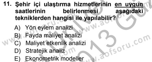 Devlet Bütçesi Dersi Ara Sınavı Deneme Sınav Soruları 11. Soru