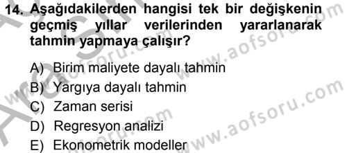 Devlet Bütçesi Dersi Ara Sınavı Deneme Sınav Soruları 14. Soru