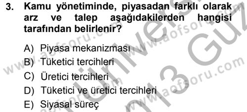 Devlet Bütçesi Dersi Ara Sınavı Deneme Sınav Soruları 3. Soru
