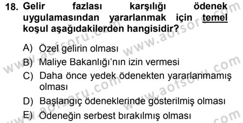 Devlet Bütçesi Dersi 2012 - 2013 Yılı (Final) Dönem Sonu Sınav Soruları 18. Soru