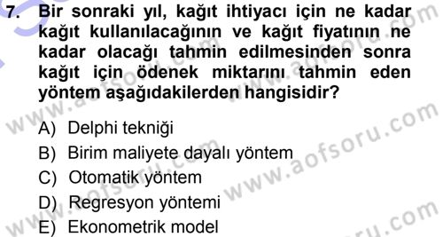 Devlet Bütçesi Dersi 2012 - 2013 Yılı (Final) Dönem Sonu Sınav Soruları 7. Soru